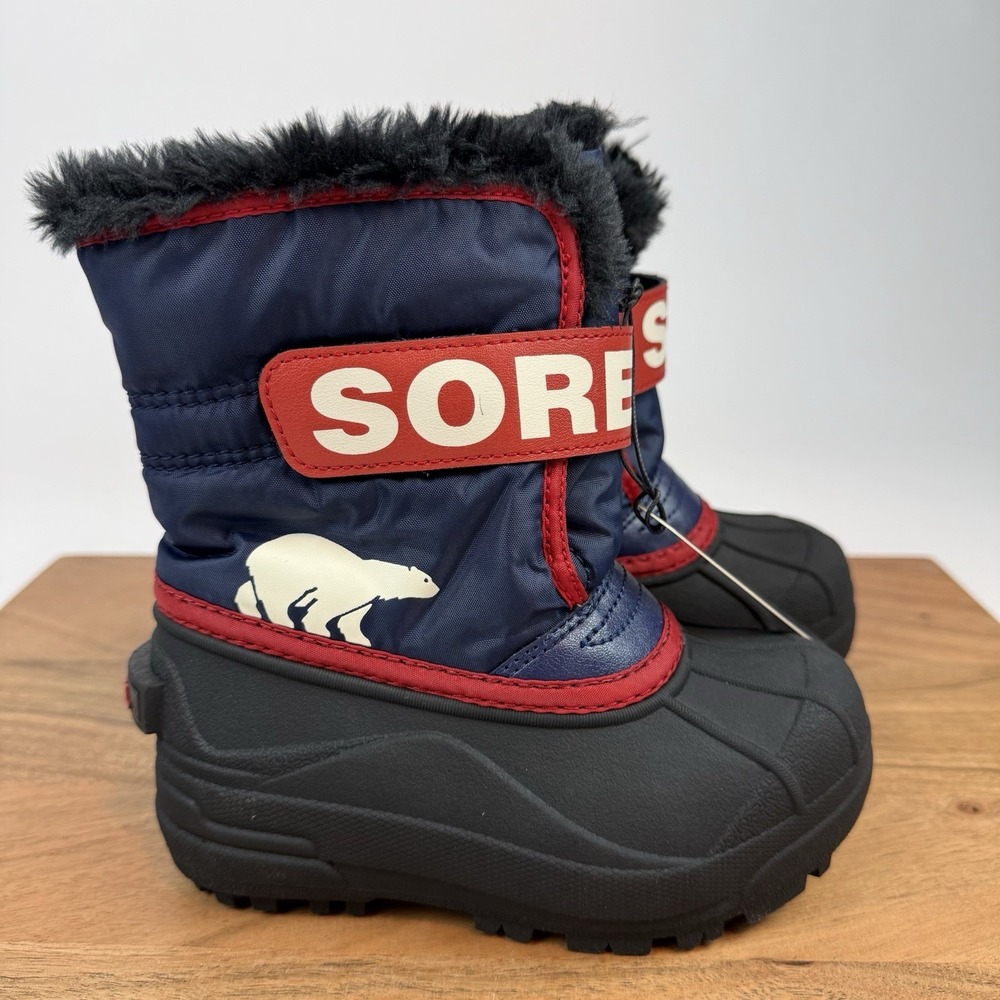 New Little Kids Sorel Snow Commander Fur Lined Winter Boots Size 10 C